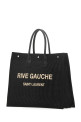 Черная сумка для покупок из рафии и канваса Rive Gauche от SAINT LAURENT (5094152M21E)