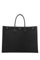 Черная сумка для покупок из рафии и канваса Rive Gauche от SAINT LAURENT (5094152M21E)