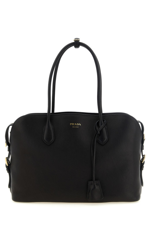 Большая кожаная сумка для покупок, черная PRADA 1BG600VOOO2HFQF0002
