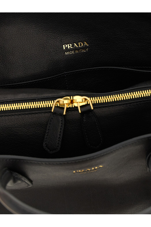 Большая кожаная сумка для покупок, черная PRADA 1BG600VOOO2HFQF0002