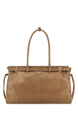 Шкіряна сумка через плече кольору капучино від PRADA (1BA433VMOO2CYR)