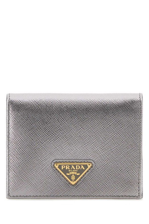 Серебристый кожаный кошелек PRADA (1MV204QHH)