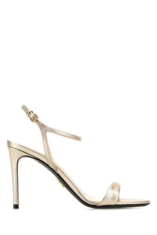 Золотистые кожаные сандалии PRADA (1X287OF0853A9S)