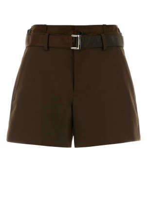 Olive green polyester blend shorts SACAI (2608291)