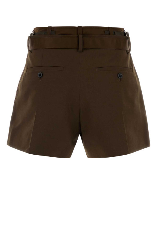 Olive green polyester blend shorts SACAI (2608291)