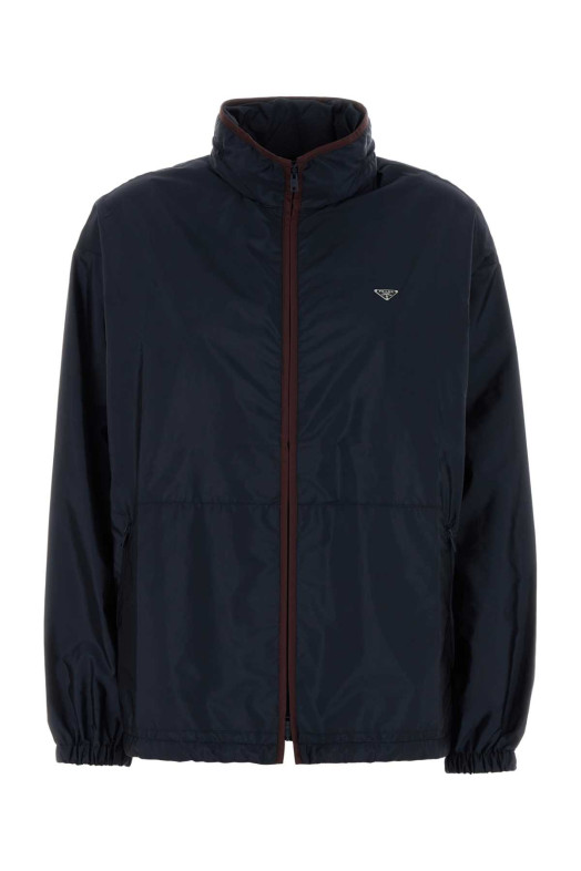 Темно-синяя ветровка из материала Re-Nylon от PRADA (292321SOOO1WQ9)