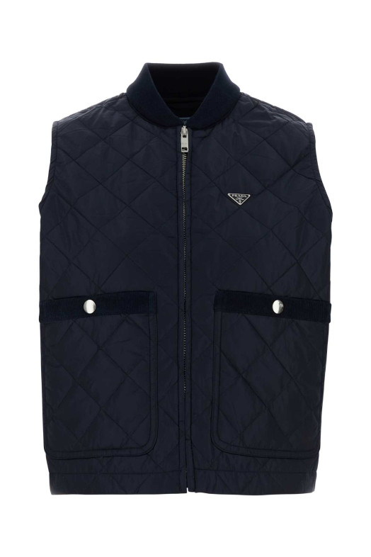 Navy blue Re-Nylon sleeveless jacket PRADA (292328SOOO1WQ9)