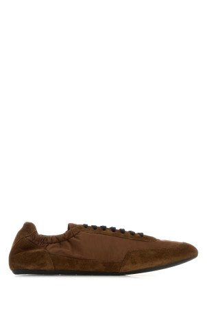 Brown nylon and suede sneakers PRADA (2EG479FG001D7C)