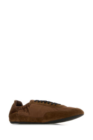 Brown nylon and suede sneakers PRADA (2EG479FG001D7C)