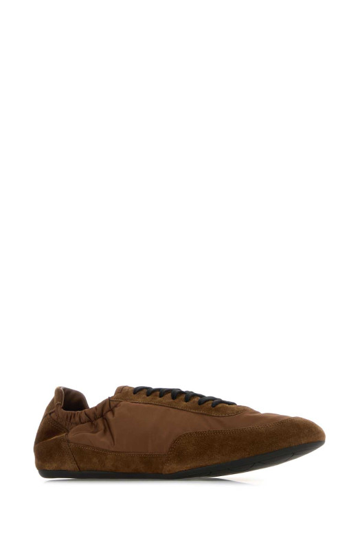 Brown nylon and suede sneakers PRADA (2EG479FG001D7C)