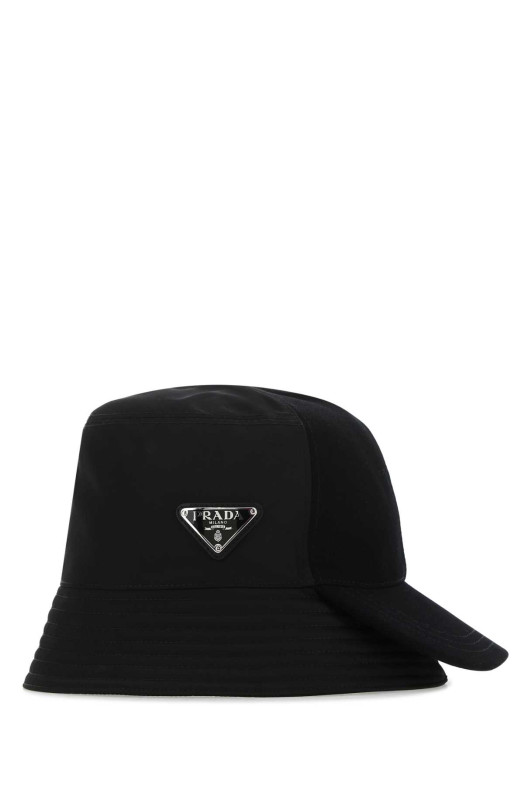 Черная шляпа из ре-нейлона и габардина PRADA (2HC2812D0V)