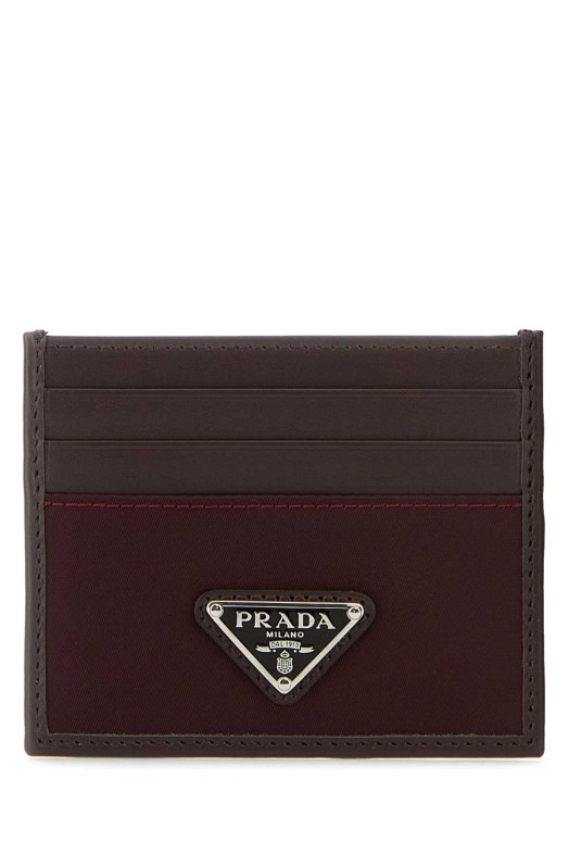 Кожаный визитник темно-коричневого цвета PRADA (2MC0252DW3)