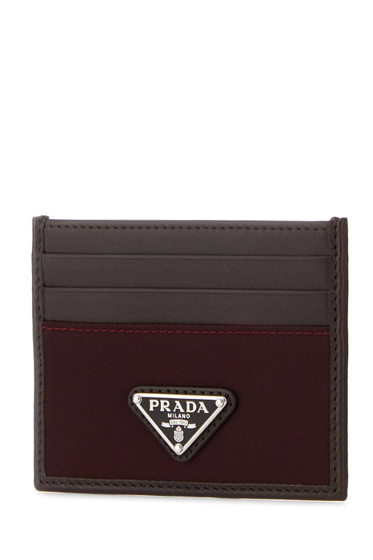Кожаный визитник темно-коричневого цвета PRADA (2MC0252DW3)