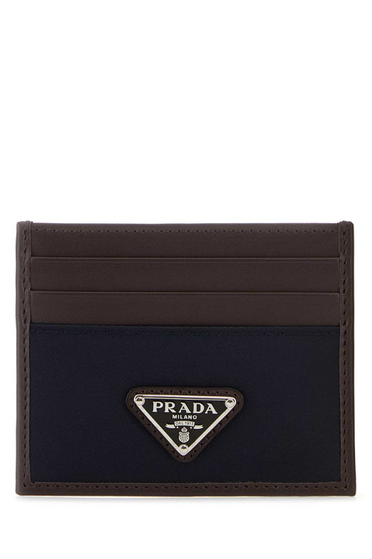 Коричневый кожаный держатель для визиток Blue PRADA (2MC0252DW3)