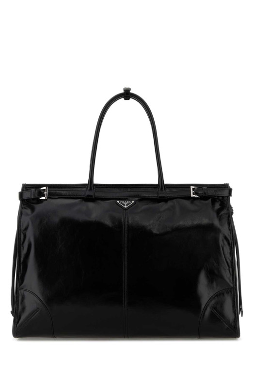 Большая сумка для покупок из черной кожи PRADA (2VG1282CYR)