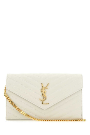Ivory leather clutch SAINT LAURENT (377828BOW01)