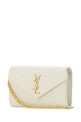 Кожаный клатч цвета слоновой кости SAINT LAURENT (377828BOW01)