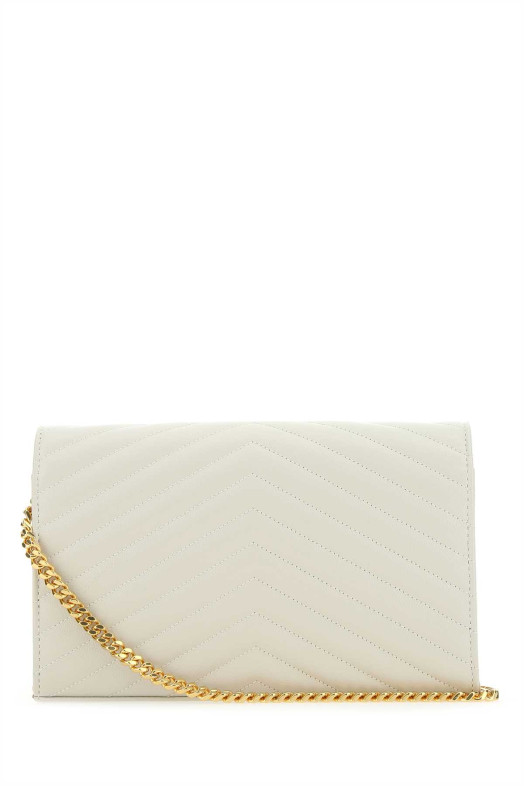 Кожаный клатч цвета слоновой кости SAINT LAURENT (377828BOW01)