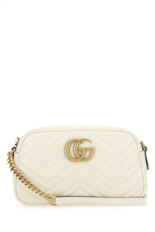 Небольшая сумка через плечо Marmont из кожи цвета слоновой кости GUCCI (447632DTD1T)