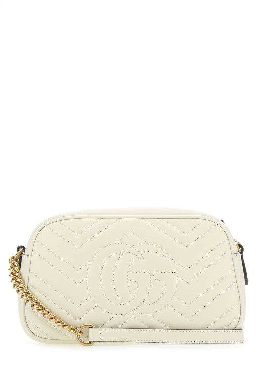 Небольшая сумка через плечо Marmont из кожи цвета слоновой кости GUCCI (447632DTD1T)
