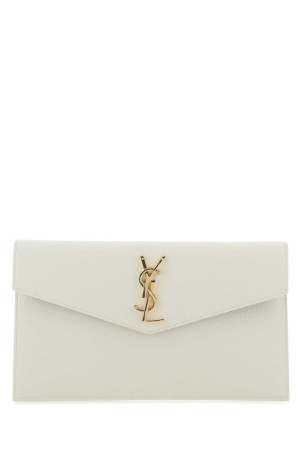 Ivory leather Uptown clutch SAINT LAURENT (5657391GF0J)