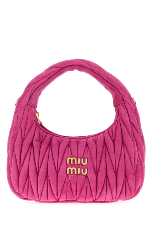 Сумочка из замши цвета фуксии MIU MIU (5BC125VOOYAB7O)