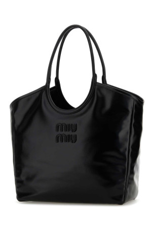 Black leather shopping bag Black MIU MIU (5BG3212IEO)