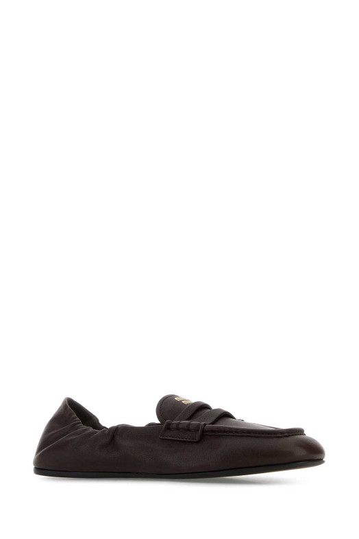 Dark brown nappa leather Ruches loafers MIU MIU (5D341EFD005EFX)