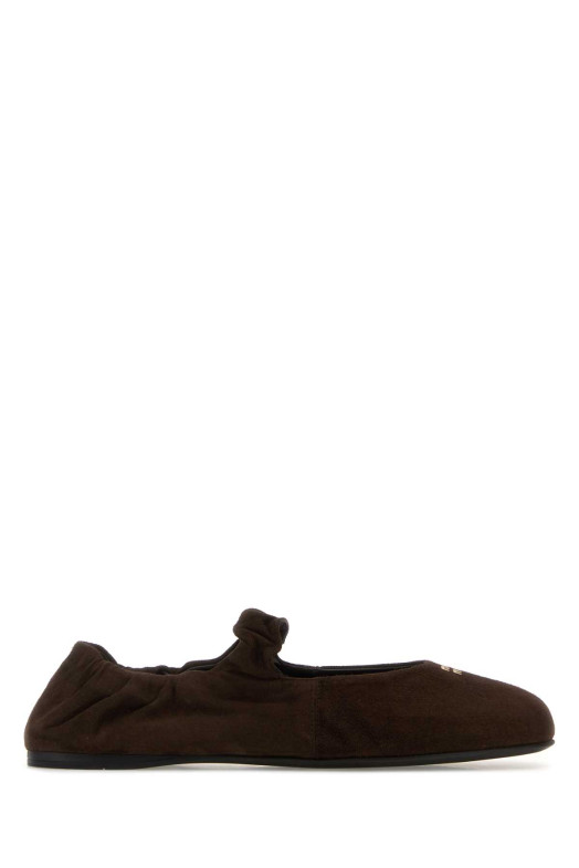 Темно-коричневые замшевые балетки MIU MIU (5F340EFD005008)