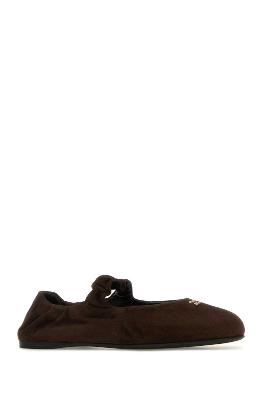 Темно-коричневые замшевые балетки MIU MIU (5F340EFD005008)