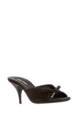 Chocolate suede leather mules MIU MIU (5XX662F075008)