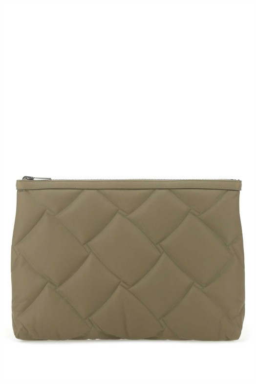 Двусторонний кожаный портфель для документов цвета хаки BOTTEGA VENETA (649448VA9VB)