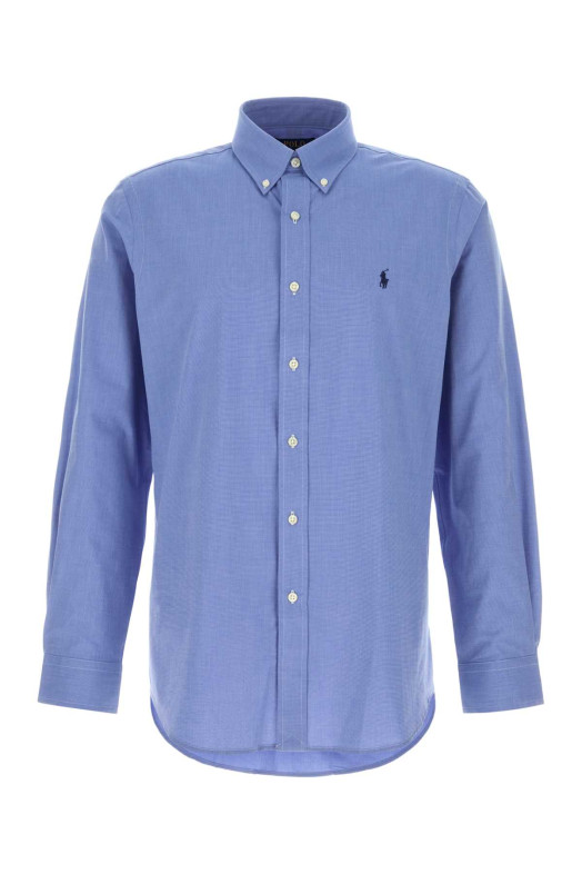 Рубашка из эластичного поплина цвета «лазурный синий» Blue POLO RALPH LAUREN (710928255)