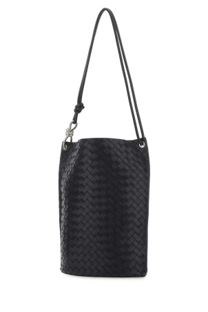 Кожаная сумка через плечо Knot Bucket темно-синего цвета от BOTTEGA VENETA (730715V2E40)