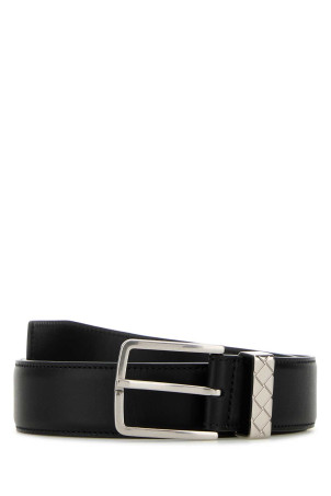 Black leather Intreccio Loop belt BOTTEGA VENETA (793876VALKO)