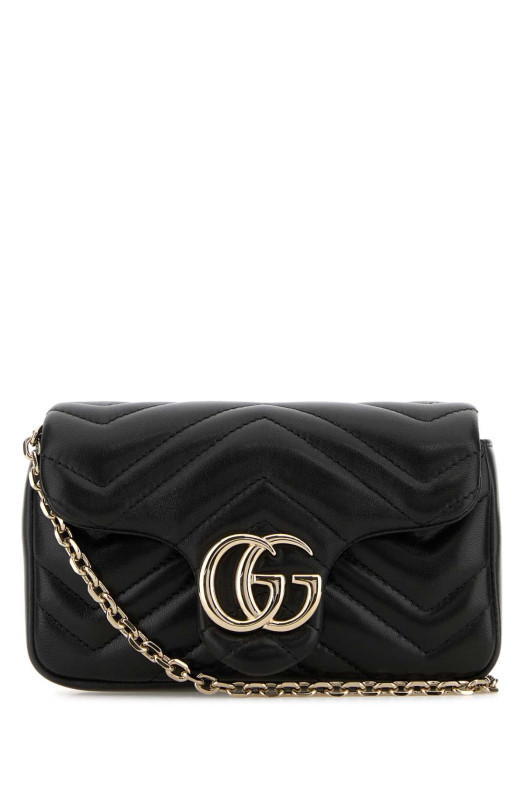 Black leather mini GG Marmont shoulder bag Black GUCCI (841290AAFAX)