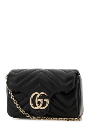 Black leather mini GG Marmont shoulder bag Black GUCCI (841290AAFAX)