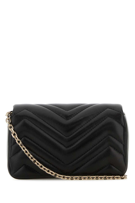 Black leather mini GG Marmont shoulder bag Black GUCCI (841290AAFAX)