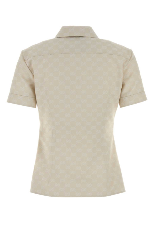 Рубашка из габардина цвета слоновой кости GUCCI (851932ZAQXT)