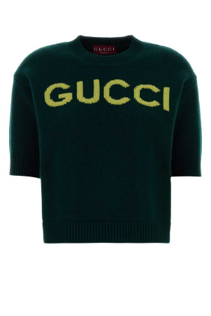 Шерстяний светр кольору темно-зеленого GUCCI (851972XKEBC)