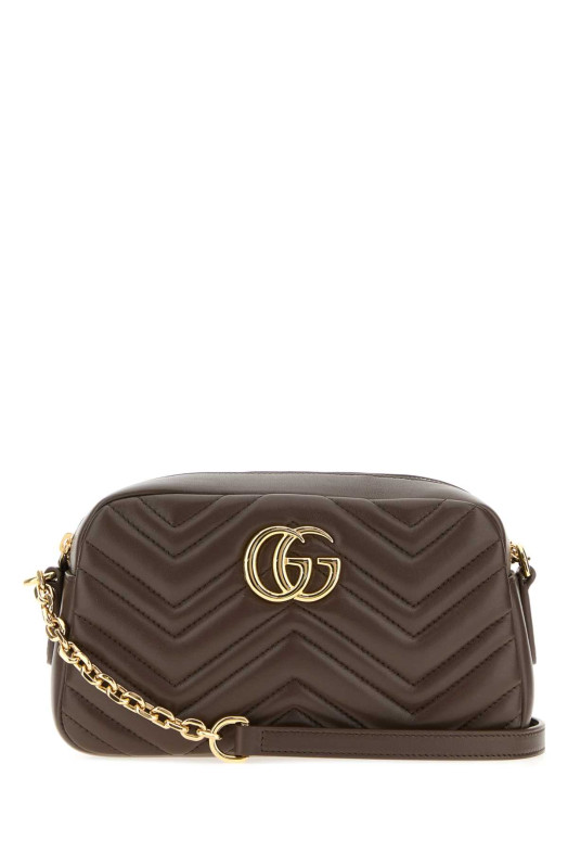 Сумка через плечо GUCCI из кожи наппа цвета «грязь» с узором GG Marmont (855273AAGVX)