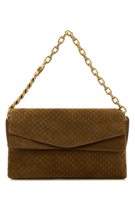 Большая сумка через плечо из верблюжьей замши GUCCI (857362AAF0P)