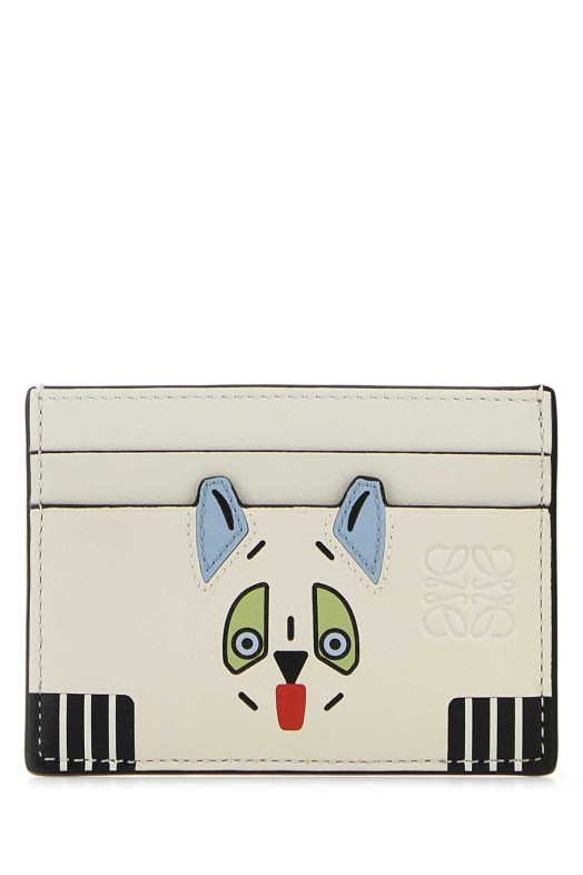 Картодержатель Futurist Cats из кожи цвета слоновой кости LOEWE (C643322X54)