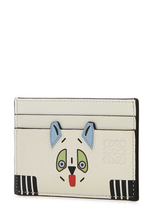 Ivory leather Futurist Cats card holder LOEWE (C643322X54)