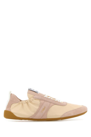 Two-tone canvas and leather ChloÃ¨ Kick sneakers CHLOE (CH26S15RWR)