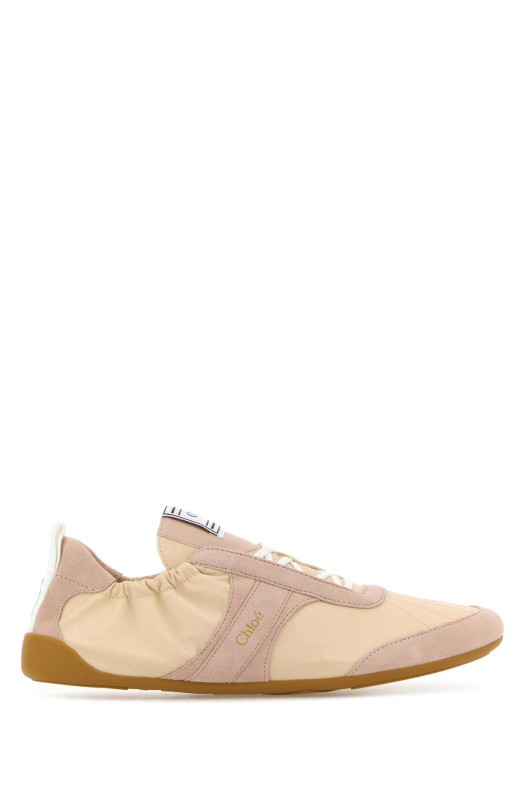 Двухцветные кеды Chloé Kick из канваса и кожи (CHLOE, CH26S15RWR) CHLOÉ