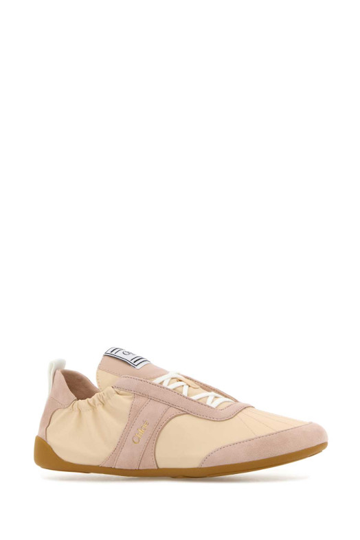 Двухцветные кеды Chloé Kick из канваса и кожи (CHLOE, CH26S15RWR) CHLOÉ