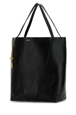 Black leather large Spin shopping bag CHLOE (CHC25SS810N84)