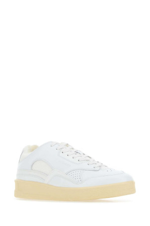 White leather and fabric sneakers White JIL SANDER (J32WS0016P4869)