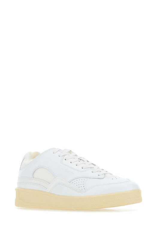 White leather and fabric sneakers White JIL SANDER (J32WS0016P4869)